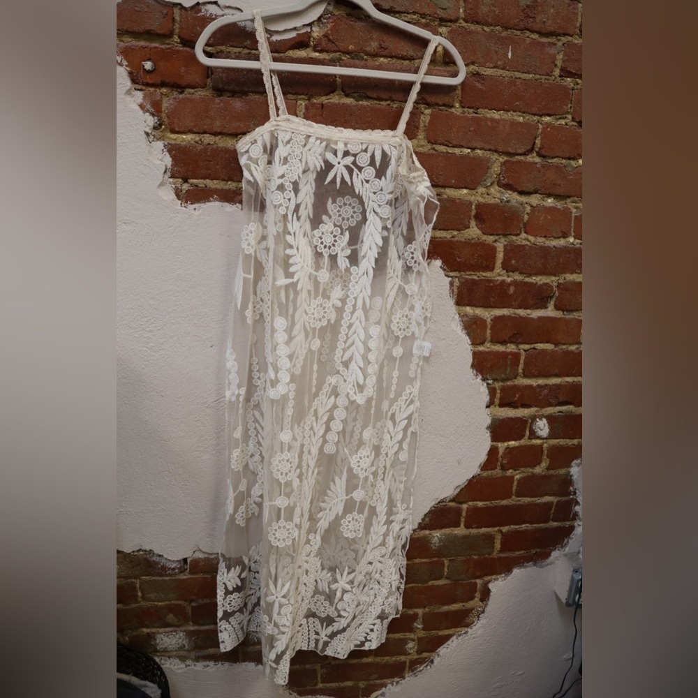 💖Audrey 3+1 // Off white sheet lace tank dress
